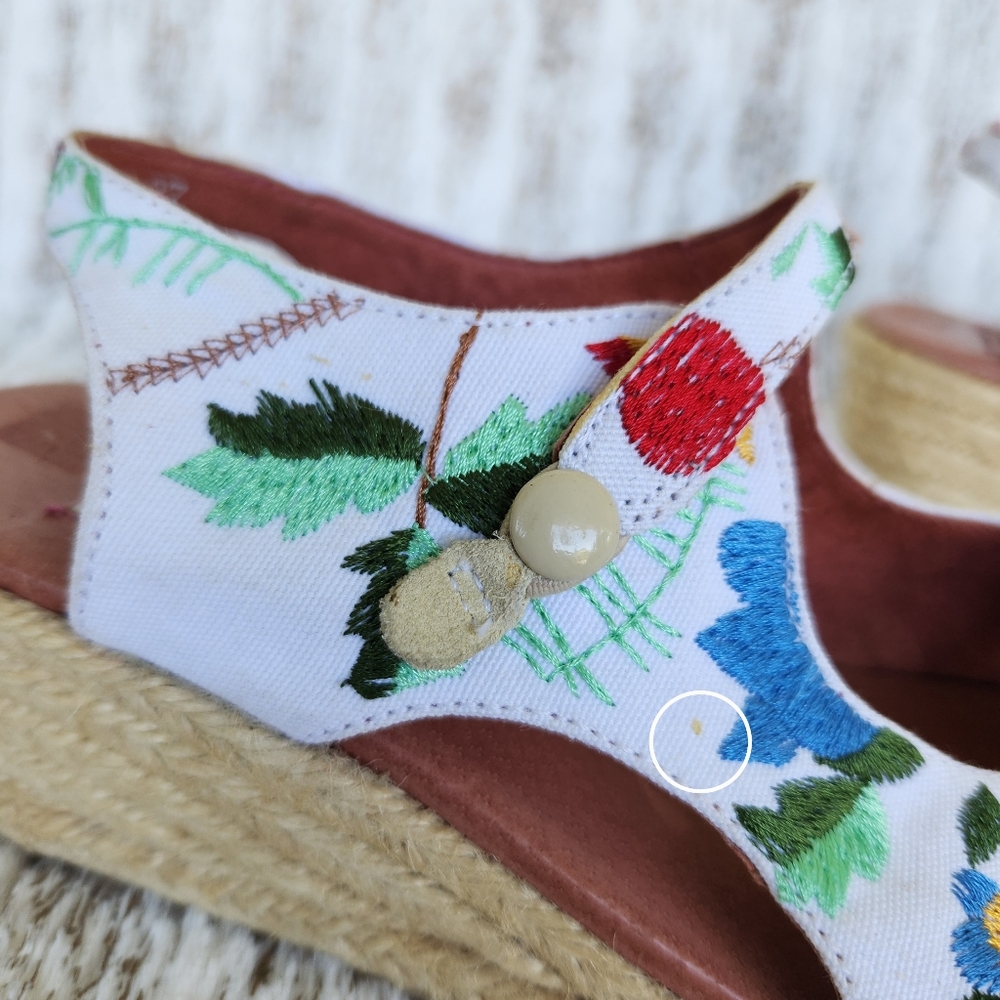 Camper Embroidered Canvas Espadrille Wedge Heel Sandal White Women's Size 6.5 7 - Picture 11 of 13